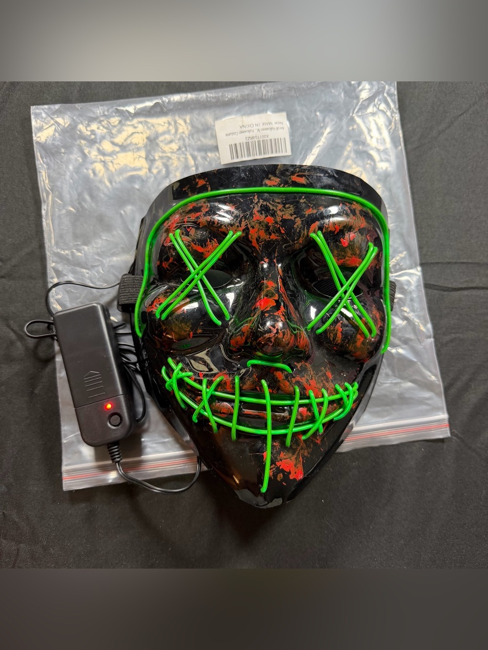 Amazon Black and Green LED Spooky Stitch Face Mask
